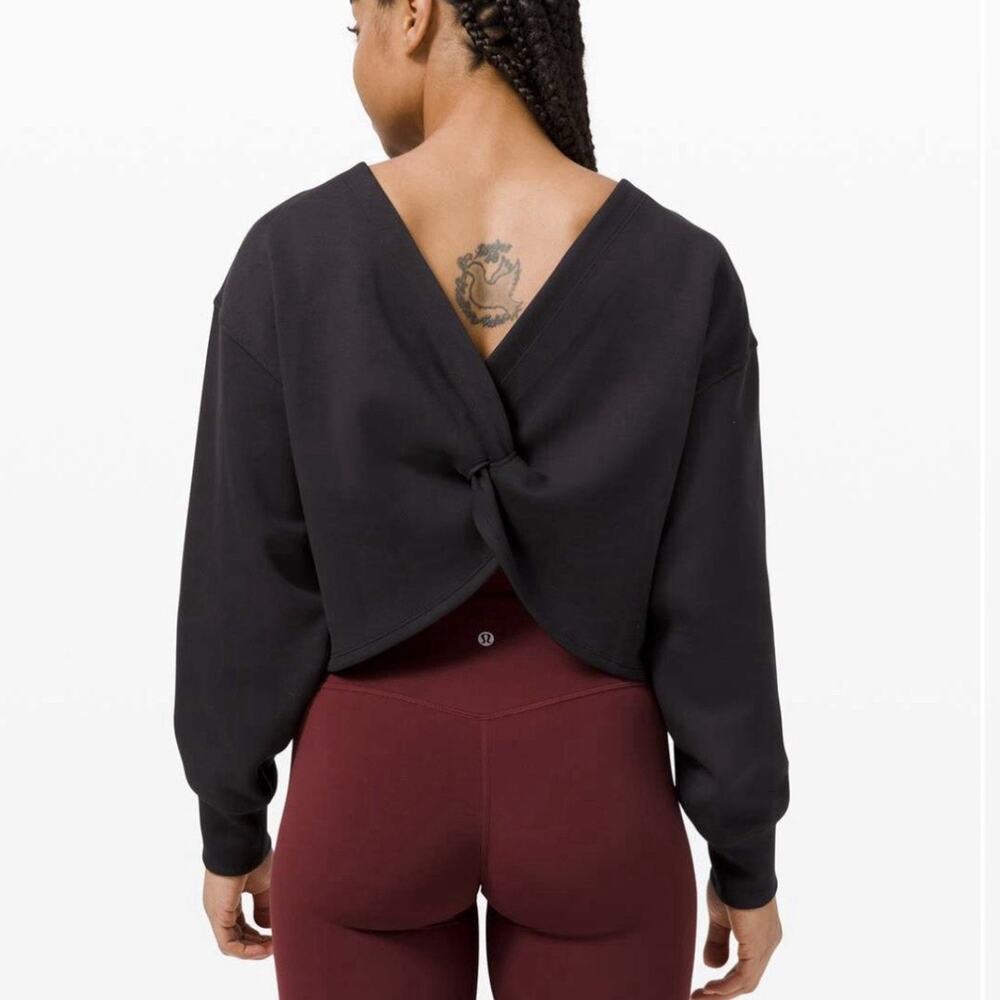 Lululemon Twist Back-to-Front Pullover Sz 6 Black W3ER5S Modal Soft Reversible